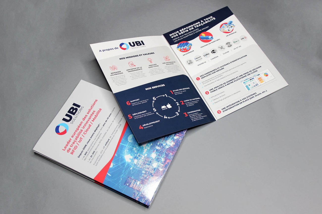 Plaquette commerciale print B2B — direction artistique freelance