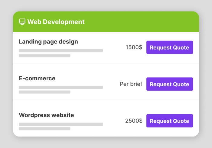 Structured display by category