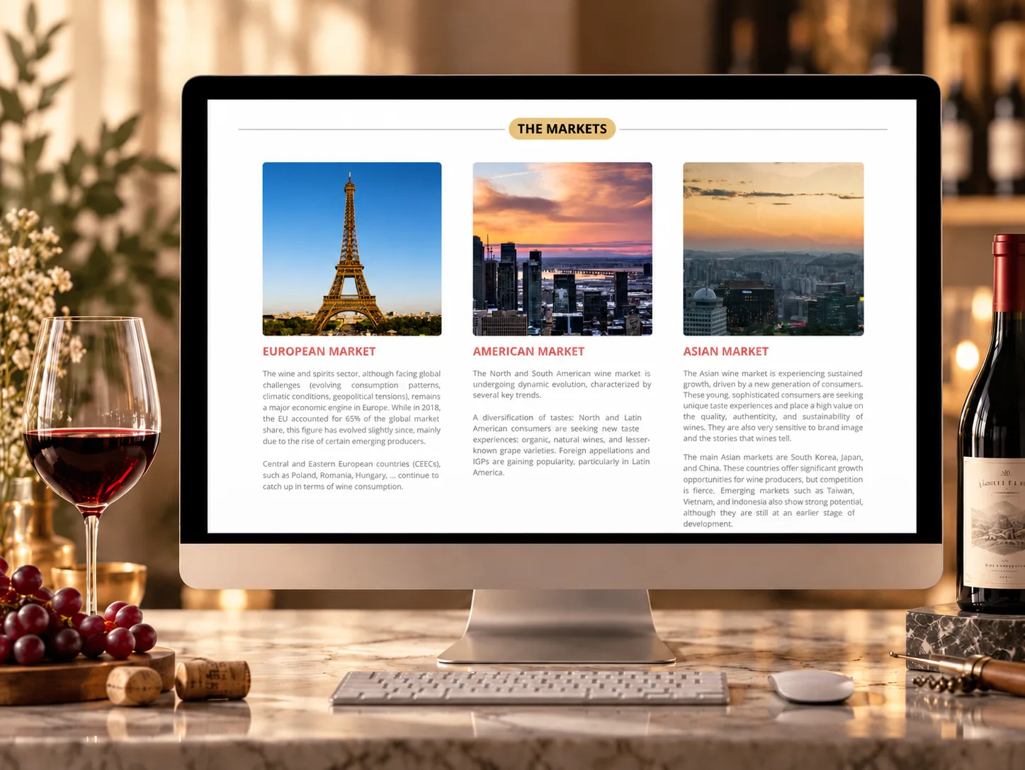 Autre vue de la section des marchés TastyWines Meetings avec les marchés européen, américain et asiatique