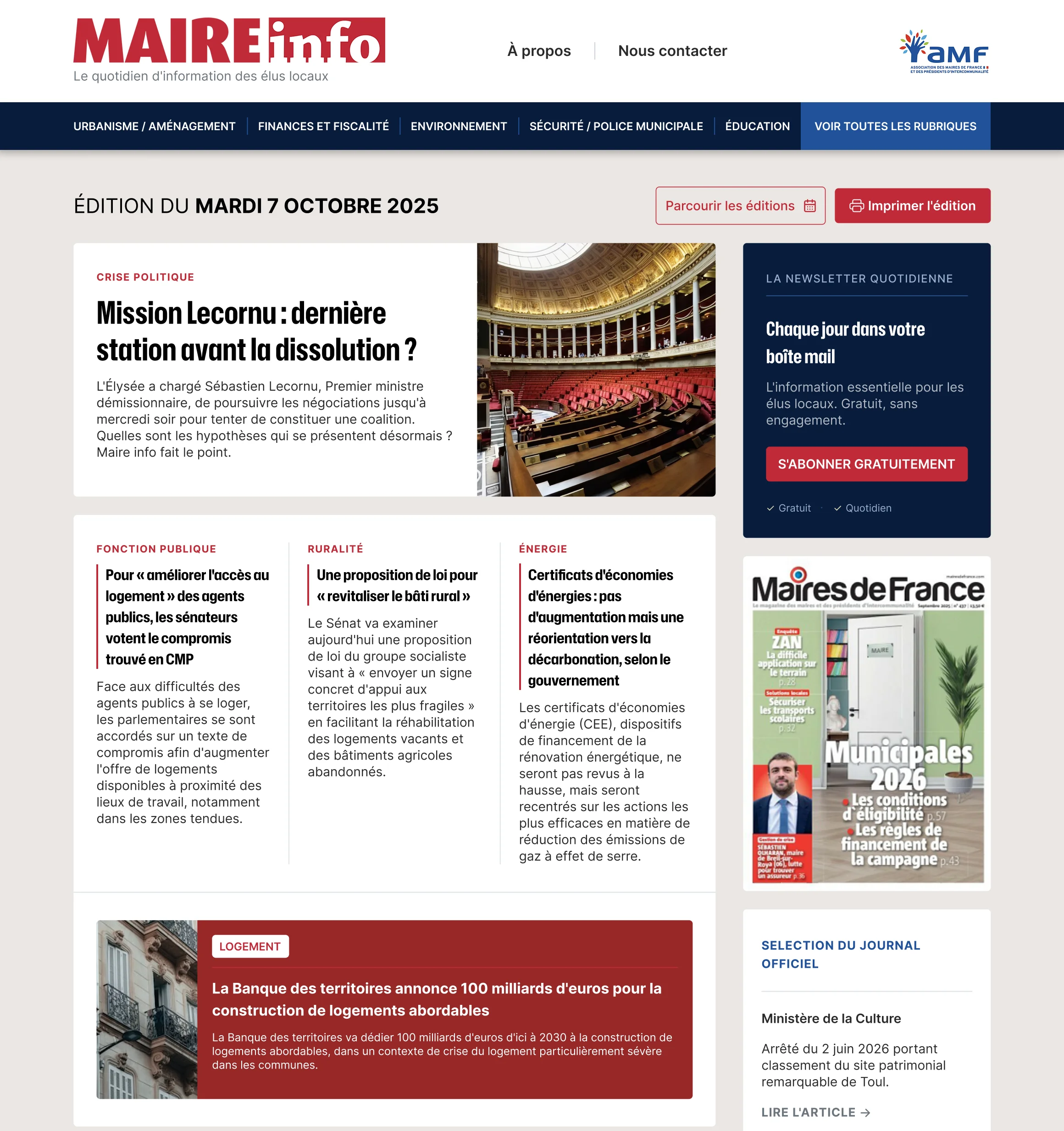 Maire info homepage after the redesign