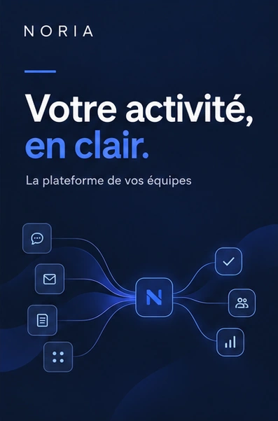 Example Noria cover with a clear value proposition and visual identity on a midnight-blue background
