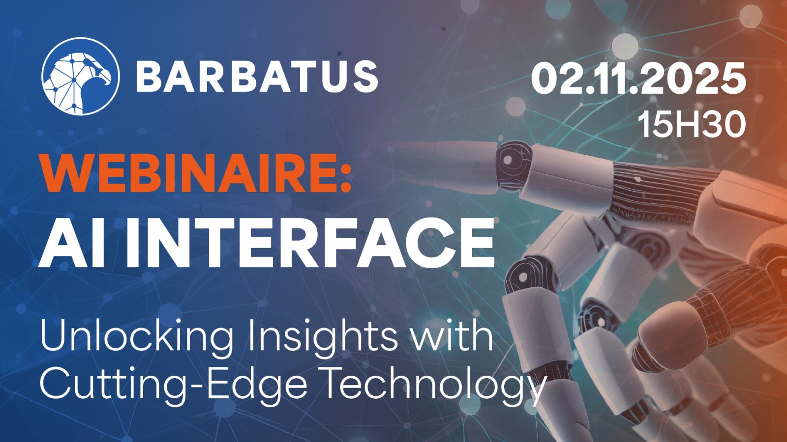 Visuel LinkedIn Barbatus : webinaire AI Interface Design Principles, variante 1