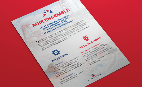 Agir Ensemble Flyer Sensibilisation QSE – Design Print Communication Sécurité BTP