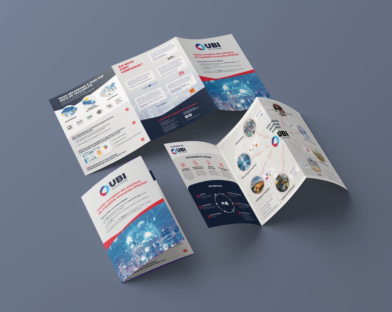 Brochure institutionnelle UBI Solutions — graphiste freelance Paris