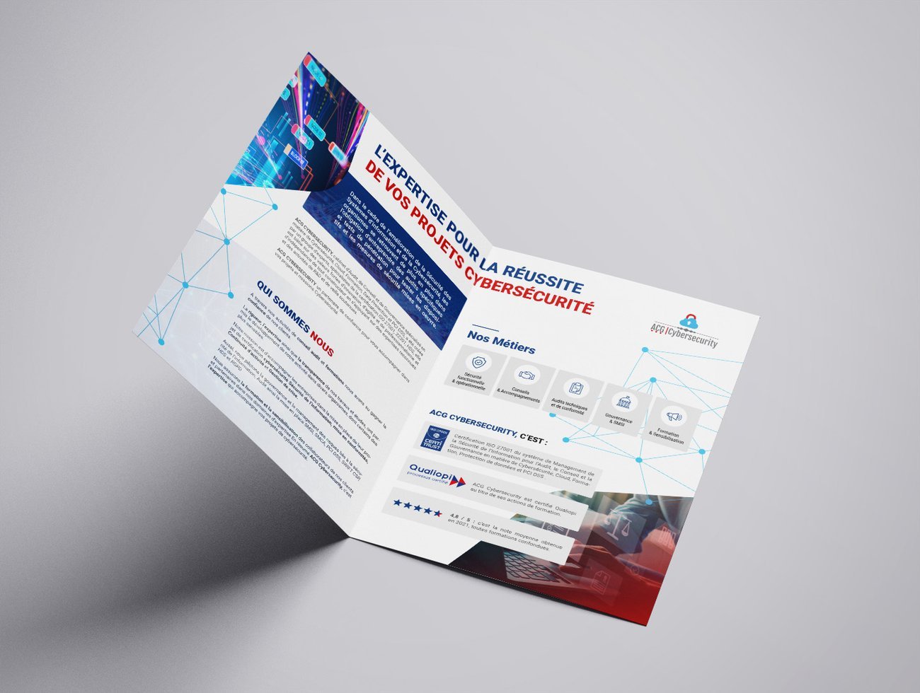 Pages intérieures plaquette commerciale B2B &middot; graphiste freelance Paris