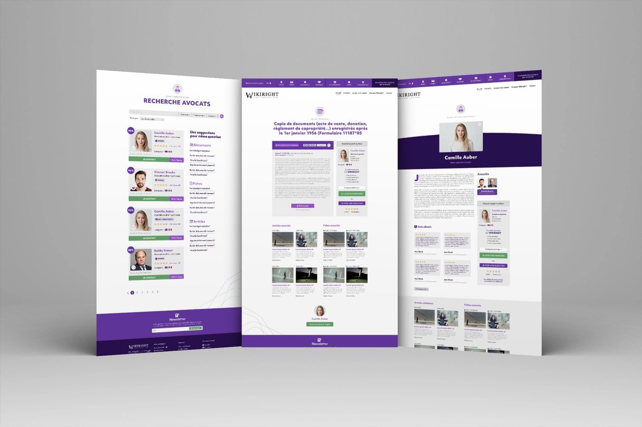 Site vitrine Wikiright, plateforme juridique &middot; web designer freelance Paris