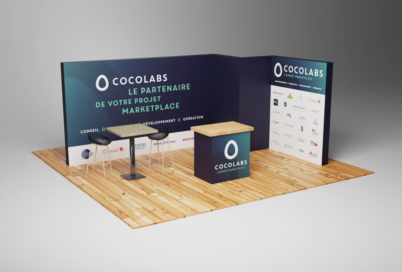 Kit visuel salon professionnel — création graphique supports stand B2B