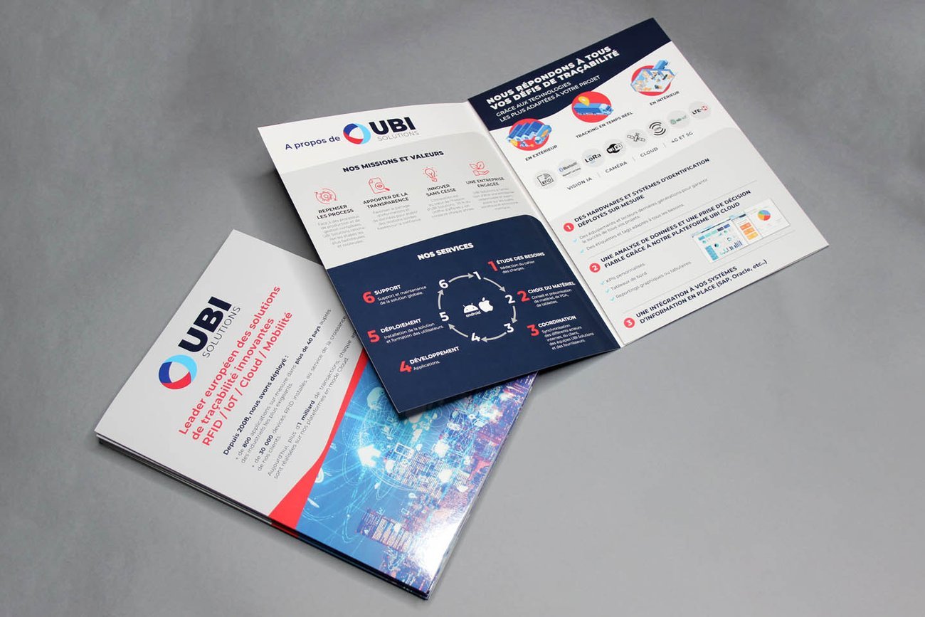 Plaquette commerciale UBI Solutions : création graphique freelance