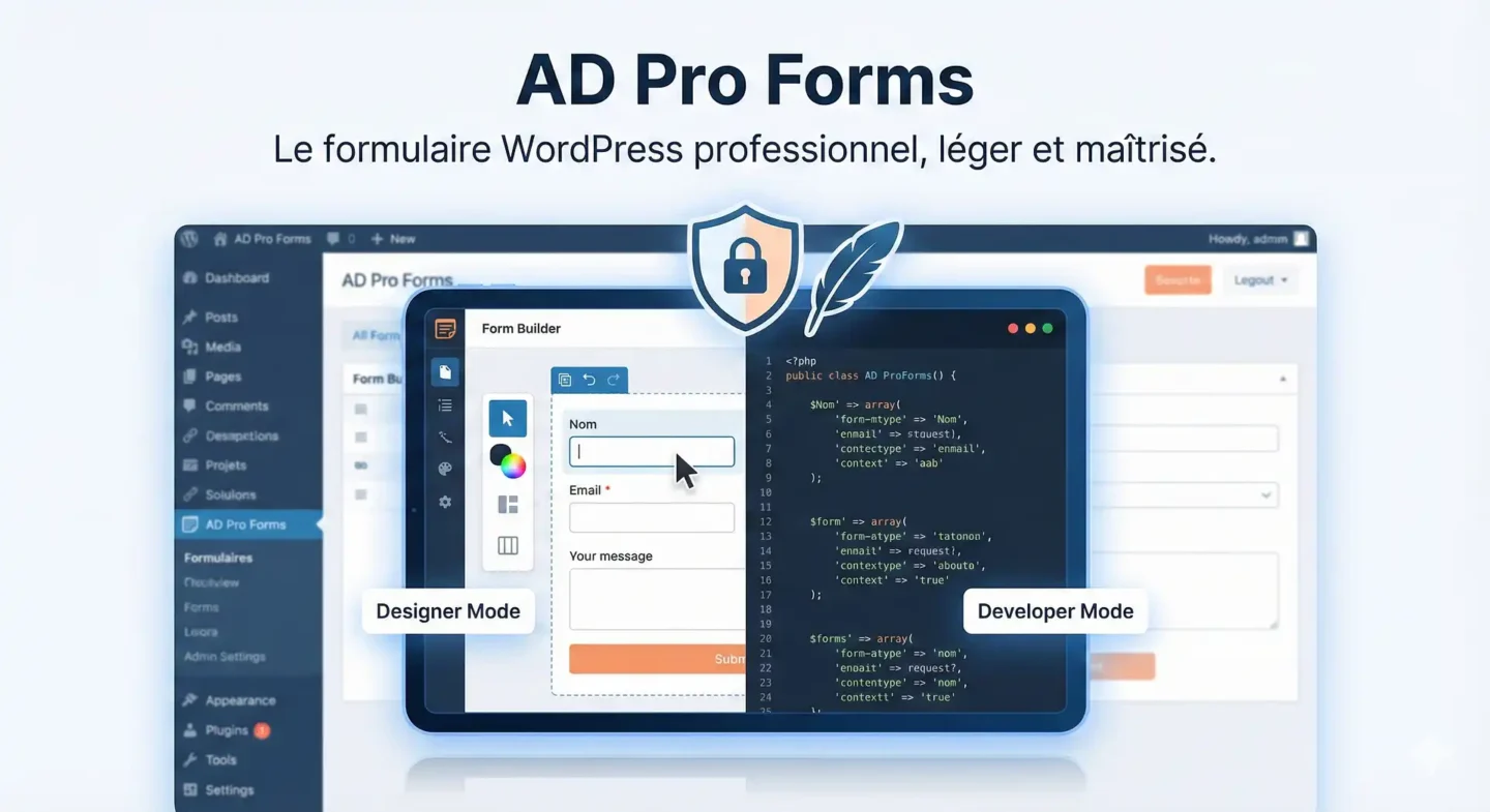 Interface du plugin AD PRO FORMS