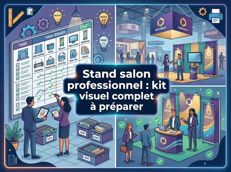 Stand salon professionnel : kit visuel complet à préparer