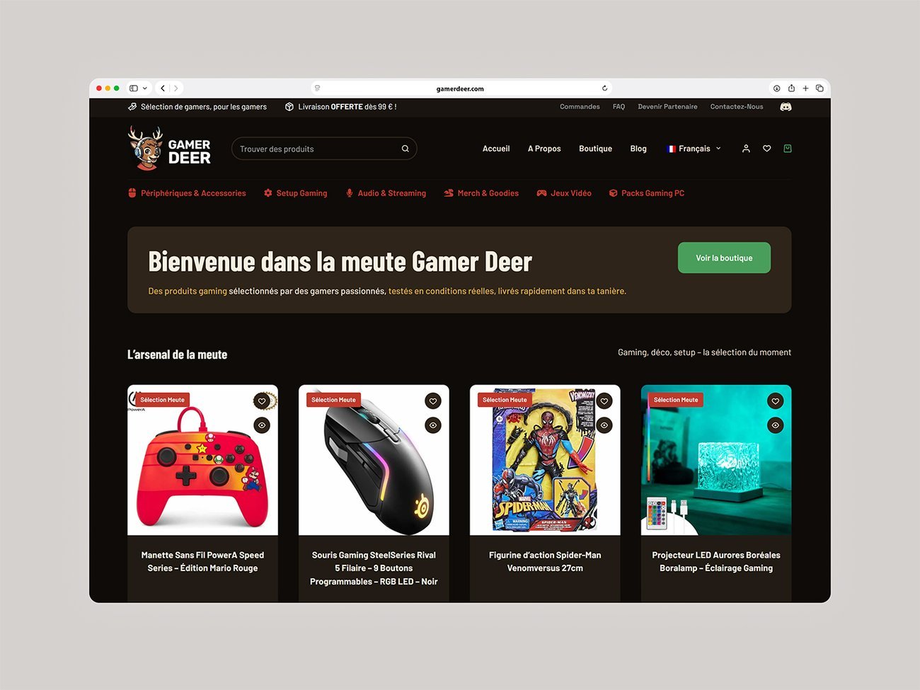 Gamer Deer WooCommerce e-commerce site