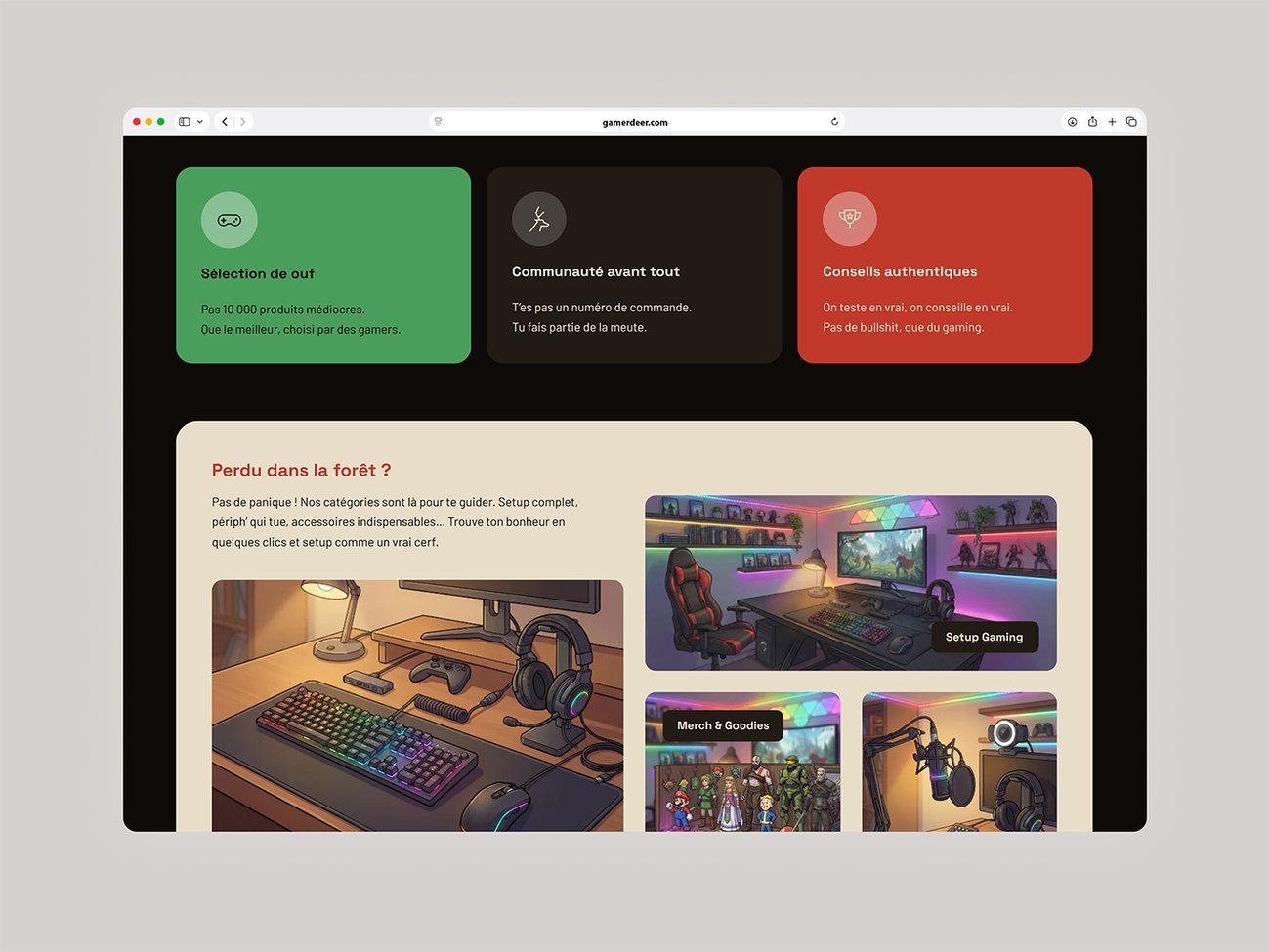 Site Gamerdeer, e-commerce WooCommerce &middot; web designer freelance Paris