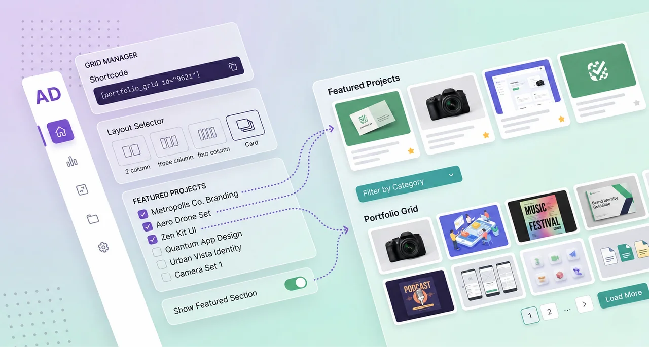 AD Pro Portfolio Grid — admin interface preview