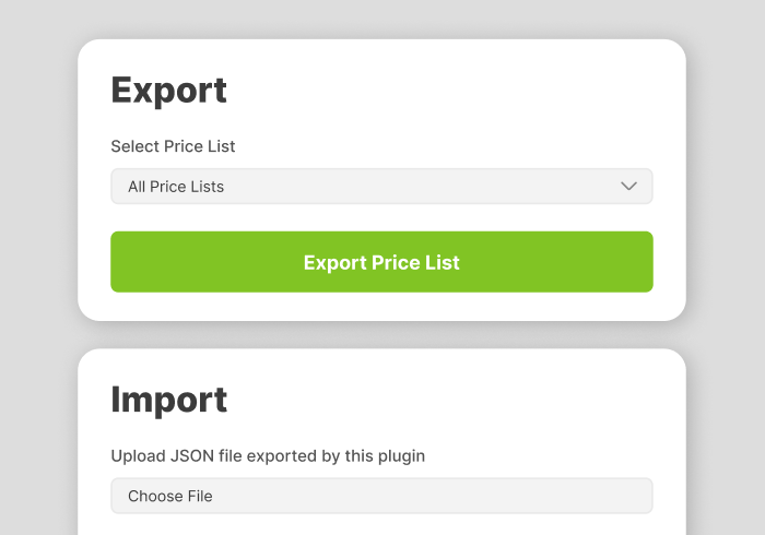 Import / Export JSON