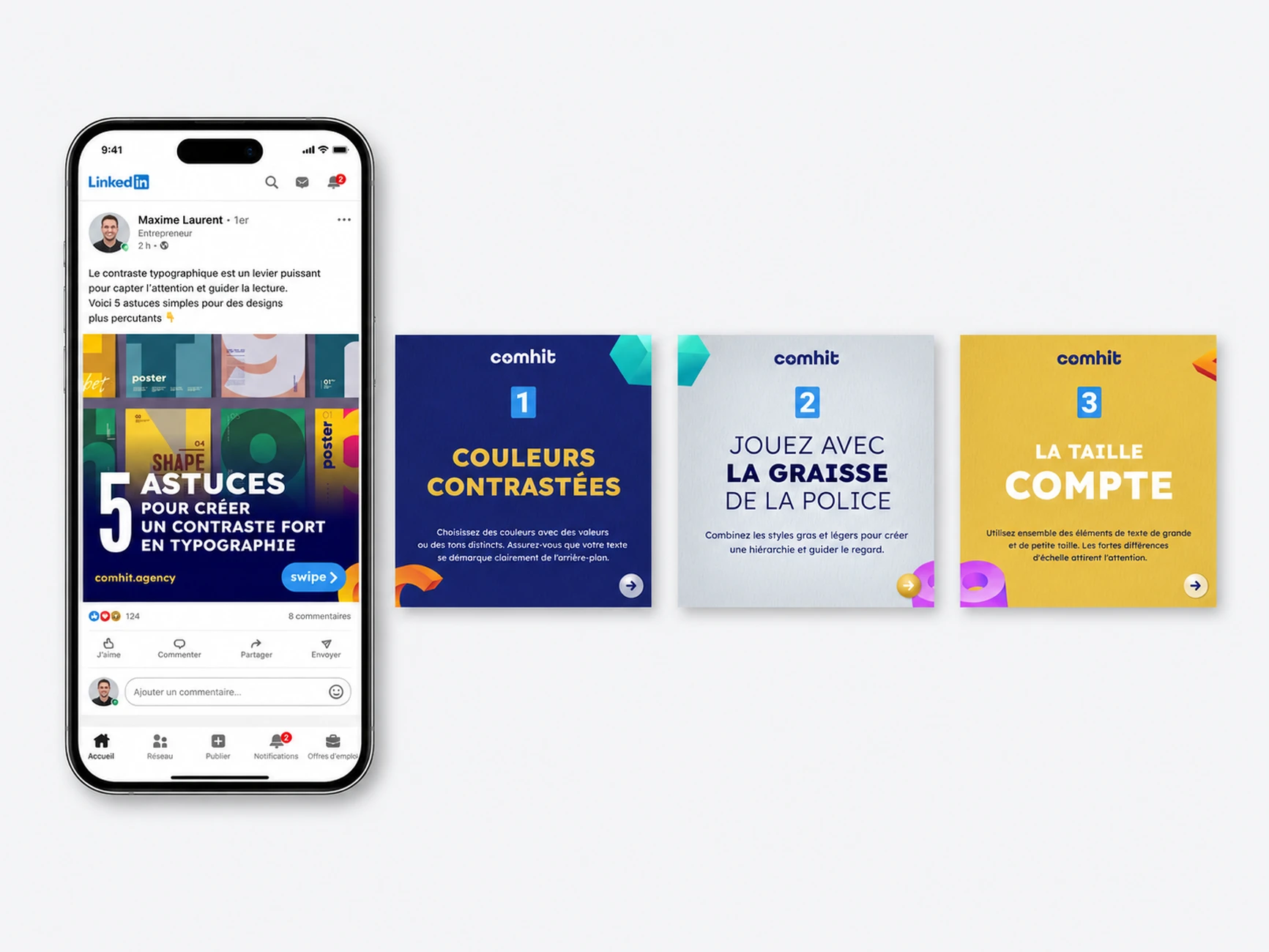 Carrousels LinkedIn et Instagram pour marques B2B